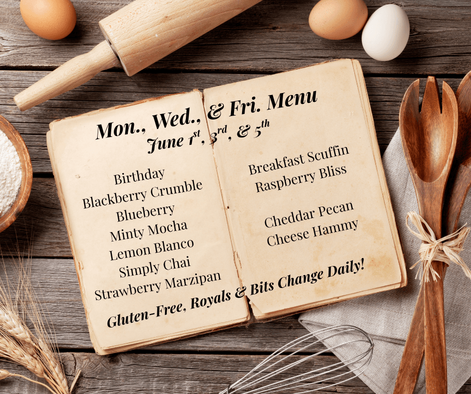 Savannah Scone Company Monday, Wednesday, Friday menu